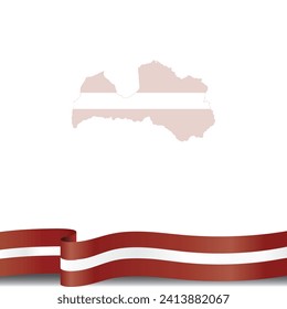 Celebrate Latvia's Independence with our vector design template, showcasing a waving flag, map watermark, and editable text space. Ideal for both printed and digital design