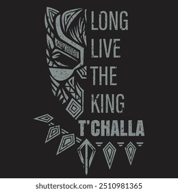 Comemore o legado de T'Challa e o espírito de Wakanda com este T'Challa gráfico ousado Pantera Negra: Wakanda Forever, perfeito para fãs da Marvel e entusiastas de super-heróis.