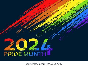 Celebrate LGBT Pride Month 2024. Colorful Rainbow Pride Elements for Banner, Greeting Card, Poster, Social Media