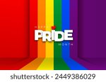 Celebrate lgbt pride month with colorful rainbow pride background for banner, greeting card, poster, web banner, social media