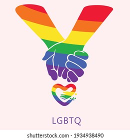 Celebrate LGBT Pride Month with colorful rainbow pride backgrounds for banners, greeting cards, posters, and Web-Style vector illustrations. Pride icons and illustrations, loving hand queer traveller