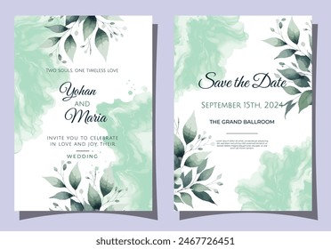 Celebrate love and joy with our exquisite Elegant Watercolor Wedding Invitation Cards. These beautifully crafted cards feature soft shades of green, delicate floral patterns, and elegant typography. 