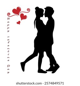 Celebrate love with these beautiful couple silhouette designs, featuring romantic hearts and Valentine's Day text. Perfect for greeting cards, gifts, or creative projects.