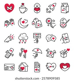 Celebrate love with these vibrant and heartwarming Valentine's Day icons. Perfect for marketing campaigns, greeting cards, social media, and romantic projects