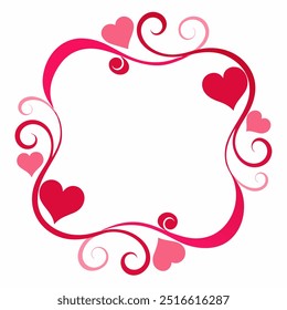 Celebrate love with this Hearts and Swirls Valentine’s Day frame vector illustration, perfect for romantic cards, invitations, and decorative designs.