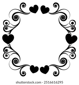 Celebrate love with this Hearts and Swirls Valentine’s Day frame vector illustration, perfect for romantic cards, invitations, and decorative designs.