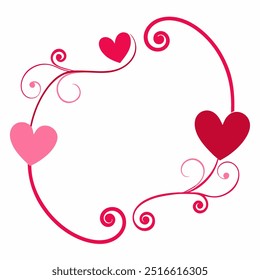 Celebrate love with this Hearts and Swirls Valentine’s Day frame vector illustration, perfect for romantic cards, invitations, and decorative designs.