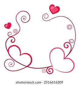 Celebrate love with this Hearts and Swirls Valentine’s Day frame vector illustration, perfect for romantic cards, invitations, and decorative designs.