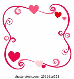 Celebrate love with this Hearts and Swirls Valentine’s Day frame vector illustration, perfect for romantic cards, invitations, and decorative designs.