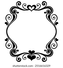 Celebrate love with this Hearts and Swirls Valentine’s Day frame vector illustration, perfect for romantic cards, invitations, and decorative designs.