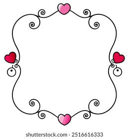 Celebrate love with this Hearts and Swirls Valentine’s Day frame vector illustration, perfect for romantic cards, invitations, and decorative designs.