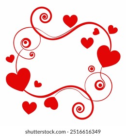 Celebrate love with this Hearts and Swirls Valentine’s Day frame vector illustration, perfect for romantic cards, invitations, and decorative designs.
