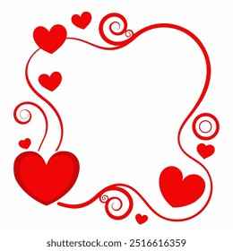 Celebrate love with this Hearts and Swirls Valentine’s Day frame vector illustration, perfect for romantic cards, invitations, and decorative designs.