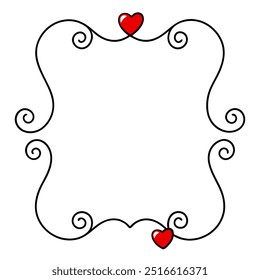 Celebrate love with this Hearts and Swirls Valentine’s Day frame vector illustration, perfect for romantic cards, invitations, and decorative designs.