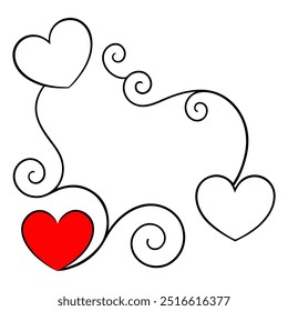 Celebrate love with this Hearts and Swirls Valentine’s Day frame vector illustration, perfect for romantic cards, invitations, and decorative designs.