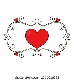 Celebrate love with this Hearts and Swirls Valentine’s Day frame vector illustration, perfect for romantic cards, invitations, and decorative designs.