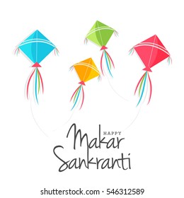 Celebrate Makar Sankranti background with colorful kites.