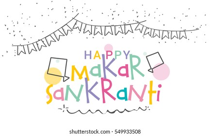 Celebrate Makar Sankranti background with colorful kites.