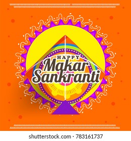 Celebrate Makar Sankranti background with colorful kite.