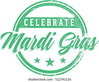 Celebrate Mardi Gras Vintage Rubber Stamp