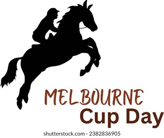 Celebrate Melbourne Cup Day with this captivating vector art featuring a skilled horse rider in action. The vibrant design captures the spirit of the event, making it perfect for posters  decors.