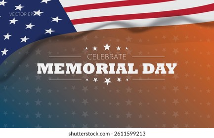 Celebrate Memorial Day Poster with American Flag and Colorful Gradient