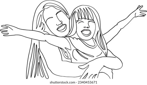 Celebrate Motherhood: Line Art Mother and Baby for Happy Mother's Day "Elegant One Line Drawing: Woman Holding Her Baby for Mother's Day Card" Emotional Connection