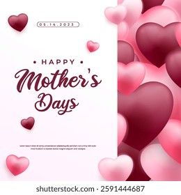 Celebrate Mothers Day with this elegant card featuring pink and red hearts and charming typography. Perfect for expressing gratitude, love, and appreciation on this special occasion.