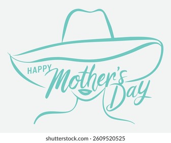 Celebrate Mother's Day with this elegant illustration of a fashionable woman in a hat and artistic lettering. 