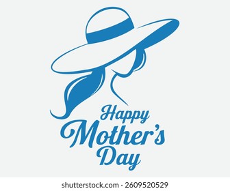 Celebrate Mother's Day with this elegant illustration of a fashionable woman in a hat and artistic lettering. 