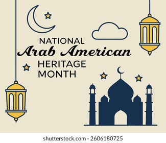 Celebrate National Arab American Heritage Month with this symbolic crescent moon, star, and lantern design.