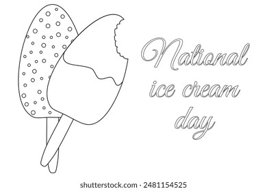 Celebrate National Ice Cream Day with this cute vector illustration for coloring featuring delicious ice cream bars. Perfect for design, summer-themed promotions and holiday.