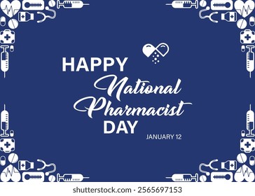 "Celebrate National Pharmacist Day with vibrant vector designs featuring pills, mortar and pestle, pharmacy symbols, and healthcare themes. Perfect for posters, social media, and marketing materials."