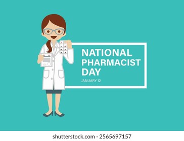 "Celebrate National Pharmacist Day with vibrant vector designs featuring pills, mortar and pestle, pharmacy symbols, and healthcare themes. Perfect for posters, social media, and marketing materials."