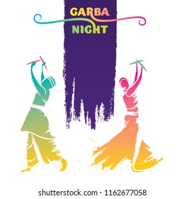 Celebrate navratri festival with couple dancing garba design vector illustration.