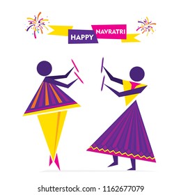 Celebrate navratri festival with couple dancing garba design vector illustration.