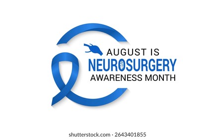 Comemore o Mês de Conscientização da Neurocirurgia em agosto. Tratamento de quadros cerebrais complexos, da coluna vertebral e dos nervos. Um conceito de saúde e medicina. Cartaz do banner, folheto e modelo de design de fundo.