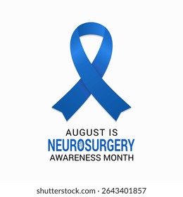 Comemore o Mês de Conscientização da Neurocirurgia em agosto. Tratamento de quadros cerebrais complexos, da coluna vertebral e dos nervos. Um conceito de saúde e medicina. Cartaz do banner, folheto e modelo de design de fundo.