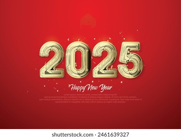 Celebra el Nuevo año 2025 con lujosos números con textura y brillo. Diseño elegante para calendarios, pósters y tarjetas. 2025 tipografía diseño de logotipo.