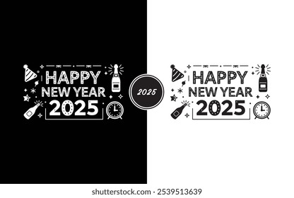 Celebrate New Year 2025 in Style Elegant Vibrant Customizable Happy New Year 2025 Digital Design Perfect for Social Media Print and Personal Greetings Ideal for Adding a Festive Touch