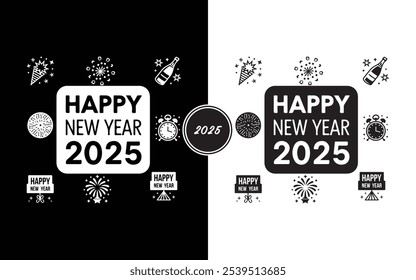 Celebrate New Year 2025 in Style Elegant Vibrant Customizable Happy New Year 2025 Digital Design Perfect for Social Media Print and Personal Greetings Ideal for Adding a Festive Touch