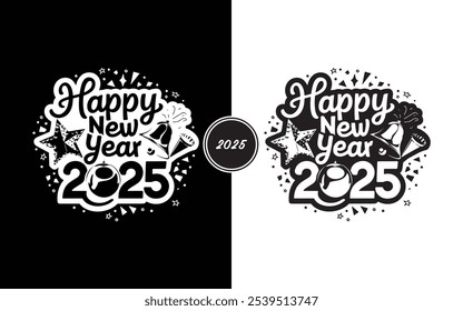 Celebrate New Year 2025 in Style Elegant Vibrant Customizable Happy New Year 2025 Digital Design Perfect for Social Media Print and Personal Greetings Ideal for Adding a Festive Touch