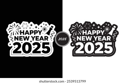 Comemore o Ano Novo 2025 no estilo Elegante vibrante personalizável Feliz Ano Novo 2025 Design Digital Perfeito para Impressão em Mídia Social e Saudações Pessoais Ideal para Adicionar um Toque Festivo