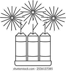 Celebrate New Year 2025 with this vibrant firecracker icon vector art. Perfect for festive decor, parties, and holiday-themed projects, adding excitement to any celebration design.