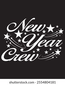 Celebrate the New Year in style with this "New Year Crew" design, perfect for parties, gatherings, and festive occasions. Great for matching group outfits to ring in the new year with friends and fami