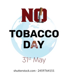 Celebrate No Tobacco Day with this impactful vector illustration! Featuring bold colors and dynamic imagery, this vector graphic serves as a powerful reminder of the importance of saying no to tobacco