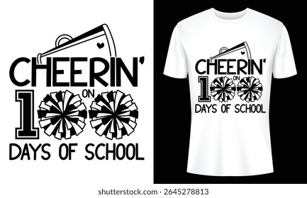 Celebrate one hundred days of school with this fun cheerleading themed t-shirt design. Perfect for students teachers or school events.