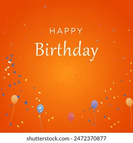 Celebrate with our vibrant orange birthday background adorned with balloons and confetti, creating a festive and joyful atmosphere for your special occasion.