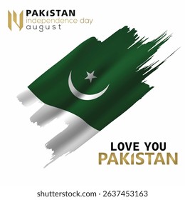 Celebrate Pakistan Independence Day with a vibrant flag design featuring green white crescent and star patriotic symbols.