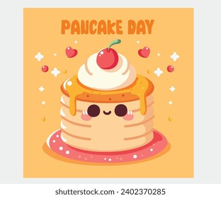 Celebrate Pancake Day with a delightful flat pancake day illustration that captures the joy and deliciousness of this beloved breakfast treat. Get inspired with this whimsical pancake artwork